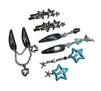 Lot de 7 pinces à cheveux en forme d'étoile à cinq pointes à franges - Épingle à cheveux coréenne - Ornement de cheveux tendance - Clip décoratif