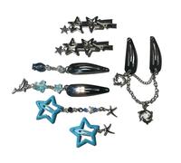 Lot de 7 pinces à cheveux en forme d'étoile à cinq pointes à franges - Épingle à cheveux coréenne - Ornement de cheveux tendance - Clip décoratif