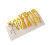 Lot de 7 pinces à cheveux jaunes avec fleur douce pour femme et fille - Décoration élégante dorée