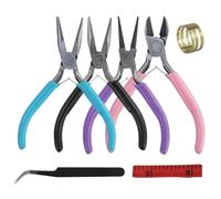 Lot de 7 pinces de 10,9 cm - Pince à long bec rond - Coupe-fil - Petite pince à bec long - Outil de fabrication de bijoux pour la fabrication de bijoux et la réparation de bijoux