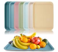 Lot de 7 plateaux de service en plastique antidérapants - 30,5 x 23 x 2 cm - Rectangulaires - Réutilisables - Antidérapants - Rectangulaires - Pour cuisine, salle à manger, café