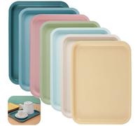 Lot de 7 plateaux en plastique antidérapants rectangulaires - 30,5 x 23 x 2 cm - Plateau décoratif - Fast Food - Pour cuisine, salle à manger