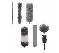 Lot de 7 plumeaux télescopiques, lavables et flexibles, extensibles jusqu'à 2,6 m, en microfibre pour toiles d'araignée, tige télescopique en acier inoxydable, idéal pour les coins et les plafonds,