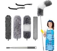 Lot de 7 plumeaux télescopiques, lavables, longs, extensibles jusqu'à 254 cm, en microfibre, lavables pour le nettoyage sous le canapé, les toiles d'araignée, les couvertures, les toiles d'araignée