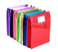 Lot de 7 pochettes en plastique A4 étanches avec bouton-pression pour l'école, le bureau, la maison, avec fermeture à pression, grande capacité