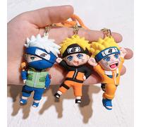 Lot de 7 porte-clés figurines Naruto avec cordon tressé, personnages ninjas classiques, style chibi mignon, breloque de sac, porte-clés de voiture, porte-carte d'identité 7pcs