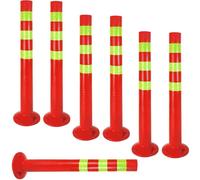 lot de 7 - Poteau de barrage [hauteur-68cm] - Poteau de barrage en plastique réfléchissant | Barrière avec pied [fixation avec vis] | Poteau de barrage | Poteau de parc couleur rouge | Poteau de balis