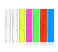 Lot de 7 règles en plastique, 15 cm, transparentes, avec métriques et pouces, pour étudiants, outil de mesure droit, pour l'école, la maison, le bureau (15 cm)