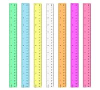 Lot de 7 Règles Transparentes 30 cm en Plastique, Couleurs Assorties | double échelle métrique/impériale, plastique durable, pour école, bureau et dessin