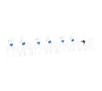 Lot de 7 rennes LED en tissu blanc - Décoration de Noël pour l'intérieur et l'extérieur - Avec source d'alimentation USB - Style art déco - Figurines festives pour salon, terrasse