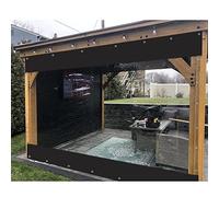 Lot de 7 rideaux d'extérieur imperméables en PVC transparent avec œillets de 0,5 mm, panneaux résistants aux intempéries, parfaits pour toutes les saisons, anthracite transparent + noir, 7 x tailles