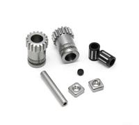 Lot de 7 roues dentées d'extrudeuse à double entraînement en acier | 2 engrenages, 1 axe, 2 roulements, 2 écrous, matériau en acier inoxydable durable, pour l'entretien de l'imprimante 3D