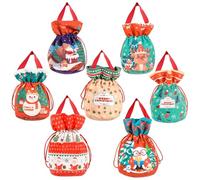 Lot de 7 sacs à bonbons de Noël réutilisables | Biscuits de Noël, bonbons, friandises - Pour pâtisseries, aliments, chocolats, sucettes et cadeaux de fête