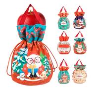 Lot de 7 sacs à bonbons de Noël réutilisables en tissu pour cadeaux de Noël, pâtisseries, biscuits, aliments, chocolats, sucettes