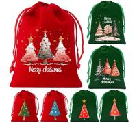 Lot de 7 sacs de Père Noël en flanelle avec cordon de serrage pour enfants, parfaits pour les cadeaux de vacances et l'organisation de friandises (SDR05)