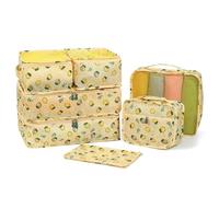 Lot de 7 sacs de rangement de voyage jaune citron, organiseurs de bagages et de vêtements, pochettes de voyage séparées, portables, grande capacité 8 Pièces Packing Cubes Compression