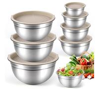 Lot de 7 saladiers en acier inoxydable avec couvercle hermétique, empilables pour la cuisson, passent au lave-vaisselle, 4,6 l, 3,5 l, 2,8 l, 2,5 l, 1,5 l, 1,2 l, 0,7 l