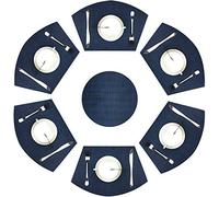 Lot de 7 Sets de Table en Vinyle tissé antidérapant, résistant à la Chaleur, faciles à Nettoyer, lavables (Bleu Marine)
