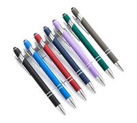 Lot de 7 stylos à bille 2 en 1 avec pointes rétractables pour écrans tactiles - Stylo à bille noir - Stylo à bille rétractable - Écriture lisse - Noir