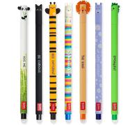 Lot De 7 Stylos Gel Effaçables Avec Encre Effaçable Thermosensible, Gamme De Couleurs D'encre Et Dessins De Tonneau, Pointe De 0,7 Mm, Motif Panda, Chat, Abeille, Lame, Lion.