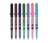 Pilot Pen - Stylos à bille V Ball BL-VB5 - Lot de 7 - Pointe métal 0,5 mm - Encre liquide
