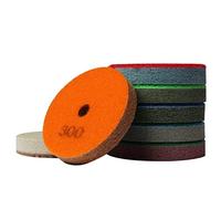 Lot de 7 tampons de polissage en fibre éponge diamantée de 10,2 cm - Grain 300-10000 - Pour carrelage, pierre, marbre, béton, céramique, verre
