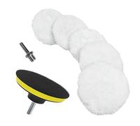 Lot de 7 tampons de polissage en laine de 7,6 cm avec tampon arrière auto-agrippant et adaptateur de perceuse M10, fixation tampon pour perceuse pour voiture, meuble, polissage, nettoyage