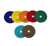Lot de 7 tampons de polissage flexibles en résine 100 mm pour granit, marbre, quartzite avec grains multiples 50# 100# 200# 400# 800# 1500# 3000#