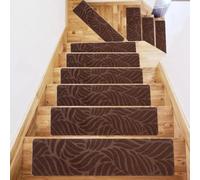 Lot de 7 tapis de sécurité antidérapants d'intérieur pour escalier en bois pour maisons avec enfants, personnes âgées ou petits animaux (76 x 20,3 cm, café)