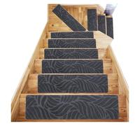 Lot de 7 tapis d'escalier antidérapants en TPR - Autocollant - Durable - Texture grise - pour un usage répété - Facile à nettoyer - Pour intérieur et extérieur - 76 x 20 cm