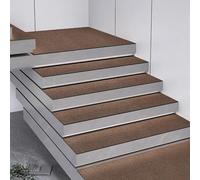Lot de 7 tapis d'escalier antidérapants et lavables, couleur marron uni, 75 x 26 cm, parfaits pour les enfants, les personnes âgées et les animaux domestiques, envers en caoutchouc durable pour plus