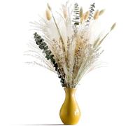 Lot de 7 tiges de Fleurs séchées Naturelles, Bouquet Mixte en Pampas, Eucalyptus et Fleurs Sauvages, décoration Maison Neutre, Arrangement Floral de Mariage, Remplissage de Vase bohème