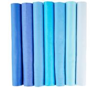 Lot de 7 tissus en coton uni, carrés, patchwork, tissu en coton imprimé, vendu au mètre, pour couture, décoration, bricolage, artisanat, masques de bouche, linge de lit, bleu, 50 x 50 cm