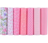 Lot de 7 tissus Fat Quarters 100% coton rose Lulizzie (40 x 50 cm) pour quilting, scrapbooking, loisirs créatifs, projets de bricolage, collages avec petits pois éparpillés et motifs floraux