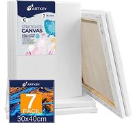 Lot de 7 toiles tendues pour peinture, 30 x 40 cm, 300 g/m², triple apprêt, sans acide, 100% coton, grandes toiles vierges pour acrylique, versement de peinture à l'huile et à l'aquarelle