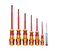 Lot de 7 tournevis certifiés VDE avec testeur de tension | WIESEMANN 80218 | pour vis à tête fendue et Phillips
