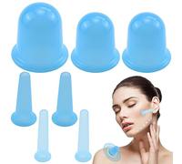 Lot de 7 ventouses en silicone : ventouses en silicone pour le corps et le visage, ventouses en silicone pour lutter contre la cellulite, les rides et les tensions, massage par ventouses (bleu)