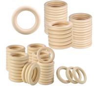 Lot de 70 anneaux en bois pour le bricolage, les bijoux et l'artisanat 45 mm 55 mm