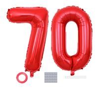 Lot de 70 ballons rouges en forme de chiffre - 101,6 cm - Pour fête d'anniversaire de 70 ans - Pour homme et femme