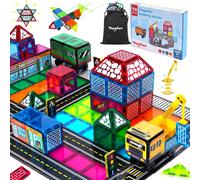 Lot De 70 Blocs De Construction Magnétiques 3D Double Face Avec Grue Et Voiture Stem-Jouet Sensoriel Montessori-Cadeau Pour Garçons Et Filles De 3 Ans Et Plus