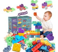 Lot De 70 Blocs De Construction Souples Stem - Jouets De Construction Pour Bébés De 6 Mois Et Plus - Cadeaux Éducatifs - Blocs En Caoutchouc Souple Pour 12 À 18 Mois - Grands Blocs De Construction