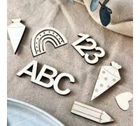 Lot de 70 confettis décoratifs en bois pour la rentrée des classes - Confettis en bois - Décoration de table pour la rentrée scolaire garçon et fille (bois d'écolier)