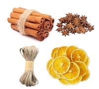 Lot de 70 couronnes naturelles de l'Avent avec tranches d'orange séchées, tranches de citron, bâtons de cannelle, anis étoilé et ficelle de jute pour couronne de l'Avent