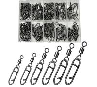 Lot de 70 émerillons de vitesse de pêche pour un changement rapide, 70 clips de pêche émerillons haute résistance pour eau douce et salée, leurres Crankbait 6 tailles