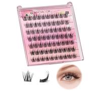 Lot de 70 faux cils naturels auto-adhésifs Wispy - Impression sur aucune colle nécessaire - Cils individuels pré-collés - Réutilisables - Sans colle - Pour débutants