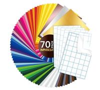 Lot de 70 films en vinyle autocollants pour traceur - 65 films autocollants + 5 feuilles de film de transfert pour traceur Cricut, décoration de fête, autocollants, découpeurs, autocollants de voiture