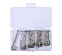 Lot de 70 hameçons de pêche barbelés droits à longue tige pour bar, truite, eau salée, haute résistance