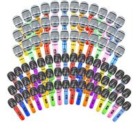 Lot de 70 microphones gonflables en vrac - Couleurs assorties - Microphone gonflable pour jeu de simulation - Pour anniversaire des années 80 et 90 - Fournitures de concert musical - 2 styles