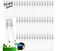 Lot de 70 mini flacons vaporisateurs de 10 ml en verre transparent rechargeables pour parfums, échantillons de parfum, cosmétiques, maquillage, pour le nettoyage, les voyages, les huiles essentielles