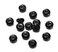 Lot de 70 perles plates en verre de 4,5 x 8 mm à enfiler avec trou pour bricolage, artisanat, bracelets, colliers, boucles d'oreilles, bijoux - Noir B